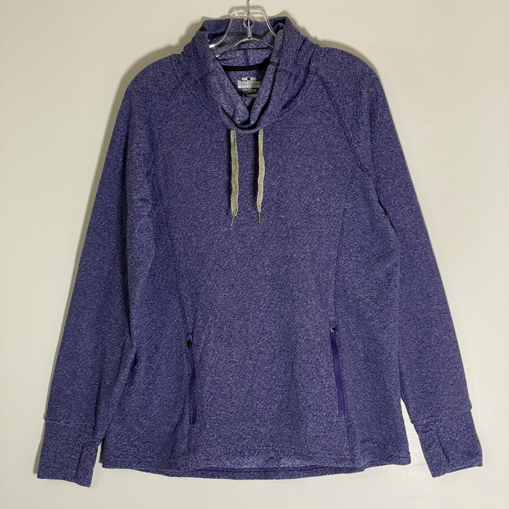 Noble Outfitters Sweatshirt Womens Large Purple TugFree Cowl Zip Pocket Pullover